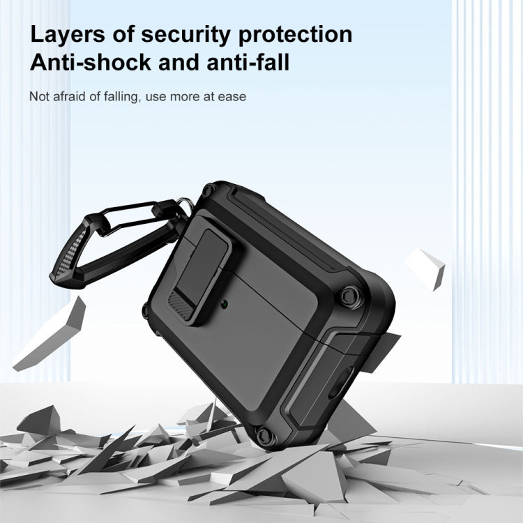 For AirPods Pro 2 TPU + PC Wireless Bluetooth Earphone Protective Case with Switch Lock & Hook(Black) - For AirPods Pro 2 by PMC TechLife | Online Shopping South Africa | PMC TechLife