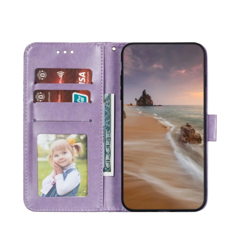For iPhone 16 Lace Flower Embossing Flip Leather Phone Case(Purple) - free shipping - PMC TechLife - Order now!