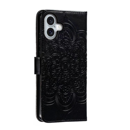 For iPhone 16 Plus Mandala Embossing Pattern Horizontal Flip Leather Phone Case(Black) - iPhone 16 Plus Cases by PMC Jewellery | Online Shopping South Africa | PMC Jewellery | Buy Now Pay Later Mobicred