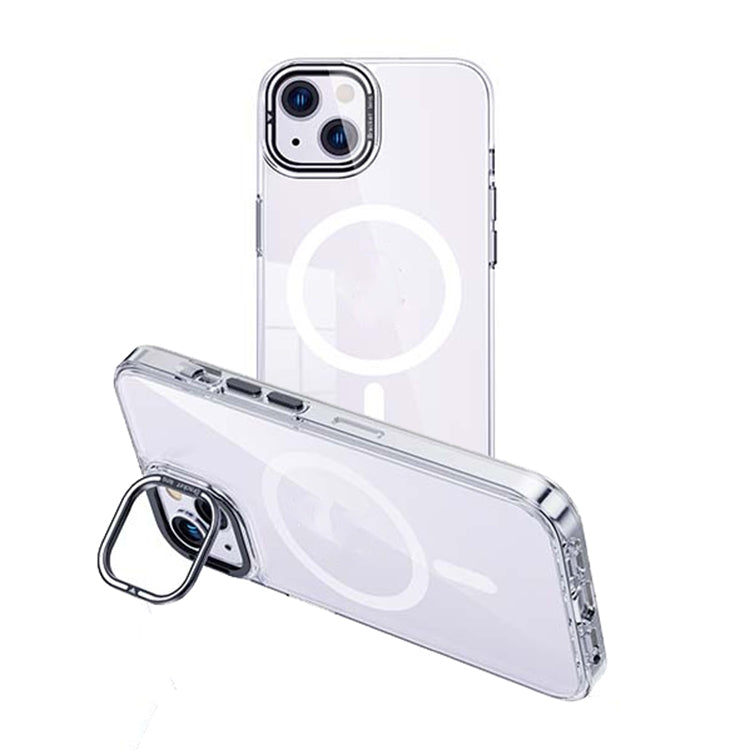 For iPhone 15 MagSafe Magnetic Invisible Holder Transparent Phone Case(Silver) - iPhone 15 Cases by PMC Jewellery | Online Shopping South Africa | PMC Jewellery