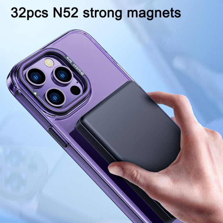 For iPhone 14 Pro Max MagSafe Magnetic Invisible Holder Transparent Phone Case(Blue) - iPhone 14 Pro Max Cases by PMC TechLife | Online Shopping South Africa | PMC TechLife