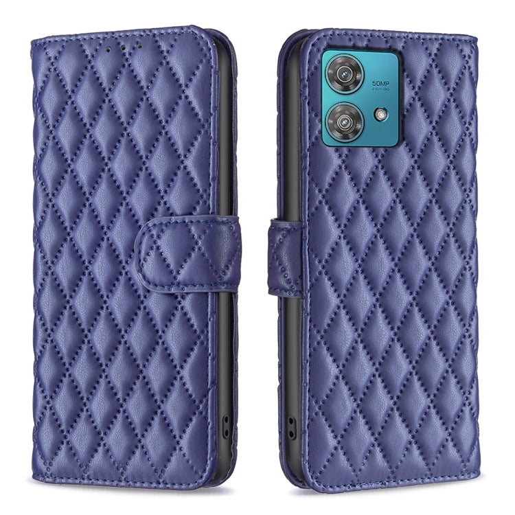 For Motorola Edge 40 Neo Diamond Lattice Wallet Flip Leather Phone Case(Blue) - Motorola Cases by PMC TechLife | Online Shopping South Africa | PMC TechLife | Buy Now Pay Later Mobicred