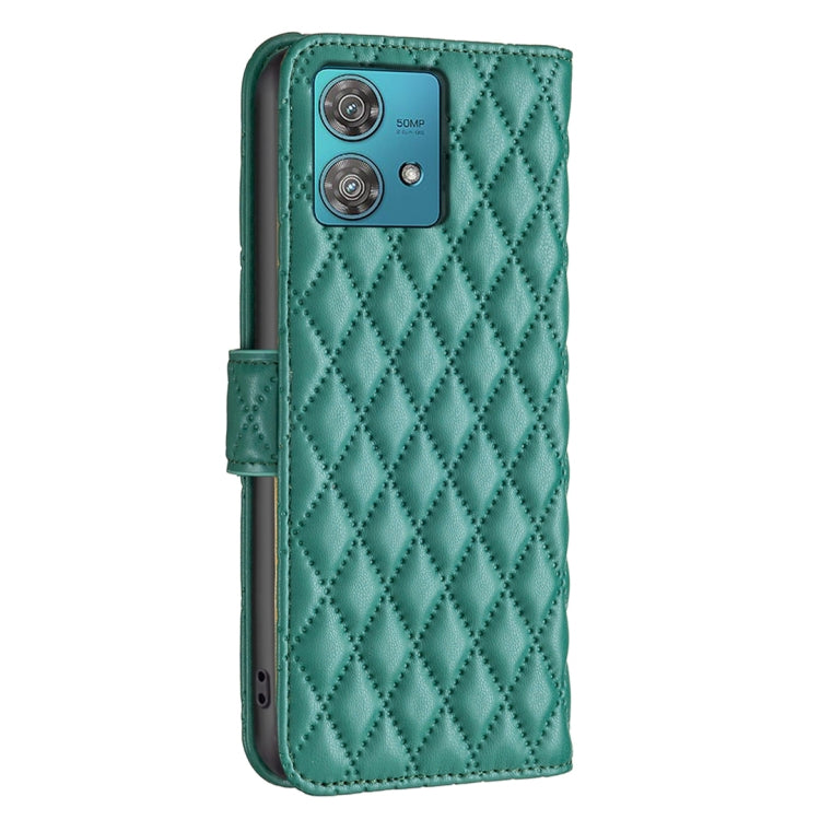 For Motorola Edge 40 Neo Diamond Lattice Wallet Flip Leather Phone Case(Green) - Motorola Cases by PMC TechLife | Online Shopping South Africa | PMC TechLife | Buy Now Pay Later Mobicred