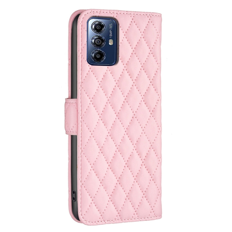 For Motorola Moto G Play 2024 Diamond Lattice Wallet Flip Leather Phone Case(Pink) - Motorola Cases by PMC Jewellery | Online Shopping South Africa | PMC Jewellery | Buy Now Pay Later Mobicred