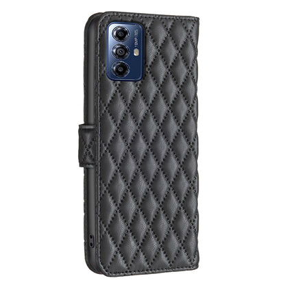 For Motorola Moto G Play 2024 Diamond Lattice Wallet Flip Leather Phone Case(Black) - Motorola Cases by PMC Jewellery | Online Shopping South Africa | PMC Jewellery | Buy Now Pay Later Mobicred