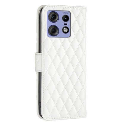 For Motorola Edge 50 Pro 5G Diamond Lattice Wallet Flip Leather Phone Case(White) - Motorola Cases by PMC Jewellery | Online Shopping South Africa | PMC Jewellery | Buy Now Pay Later Mobicred