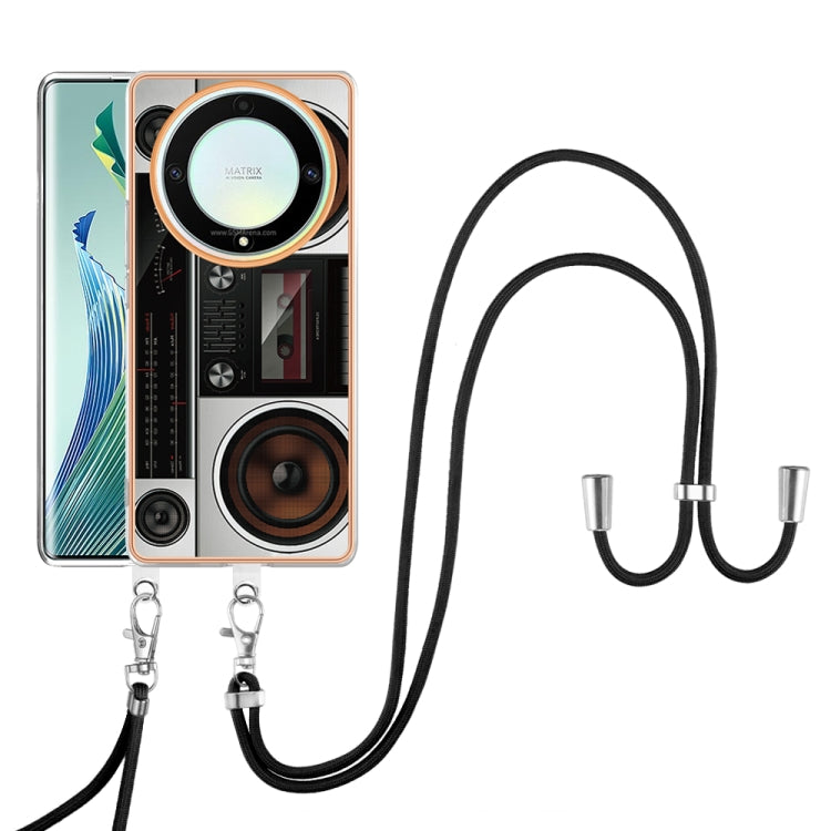 For Honor X9a / Magic5 Lite Electroplating Dual-side IMD Phone Case with Lanyard(Retro Radio) - Honor Cases by PMC TechLife | Online Shopping South Africa | PMC TechLife