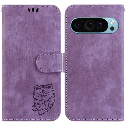 For Google Pixel 9 Pro Little Tiger Embossed Leather Phone Case(Purple) - Google Cases by PMC Jewellery | Online Shopping South Africa | PMC Jewellery | Buy Now Pay Later Mobicred