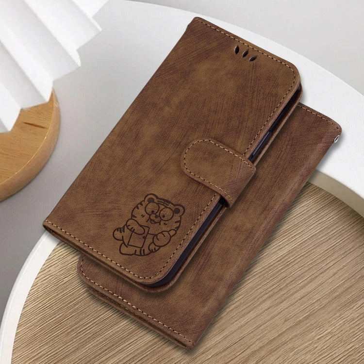 For Google Pixel 9 Little Tiger Embossed Leather Phone Case(Brown) - Google Cases by PMC TechLife | Online Shopping South Africa | PMC TechLife | Buy Now Pay Later Mobicred