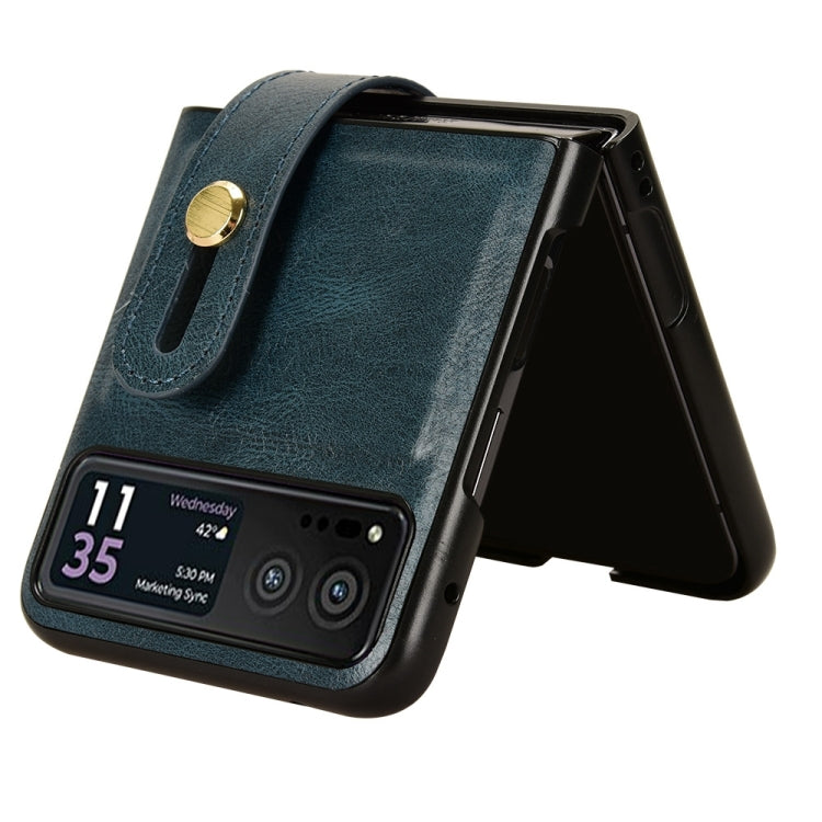 For Motorola Razr 40 Wristband Leather Back Phone Case(Blue) - Motorola Cases by PMC TechLife | Online Shopping South Africa | PMC TechLife