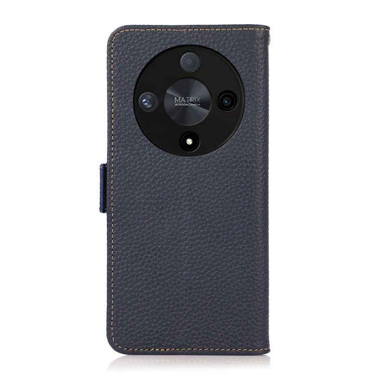 For Honor X9B KHAZNEH Side-Magnetic Litchi Genuine Leather RFID Phone Case(Blue) - Honor Cases by PMC TechLife | Online Shopping South Africa | PMC TechLife | Buy Now Pay Later Mobicred