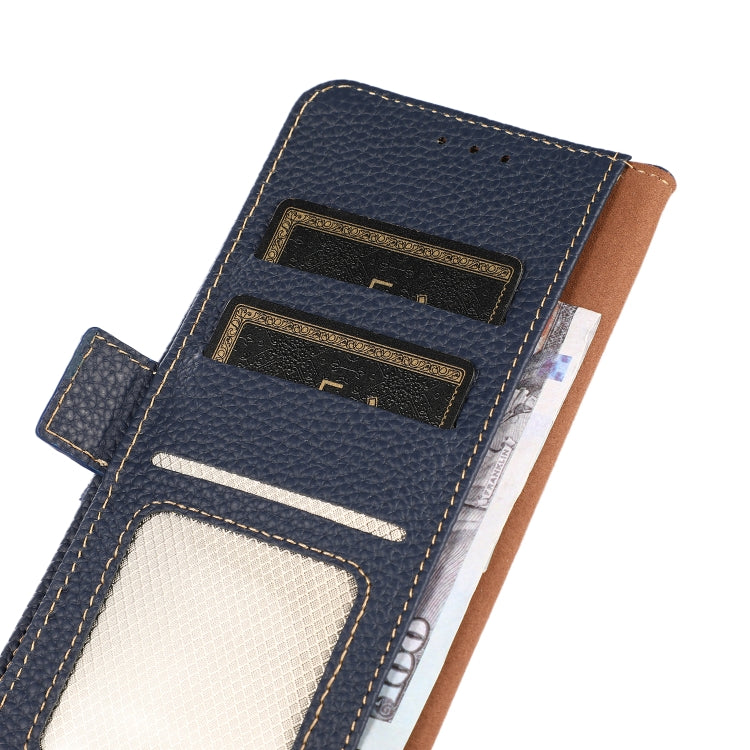 For Honor X9B KHAZNEH Side-Magnetic Litchi Genuine Leather RFID Phone Case(Blue) - Honor Cases by PMC TechLife | Online Shopping South Africa | PMC TechLife | Buy Now Pay Later Mobicred