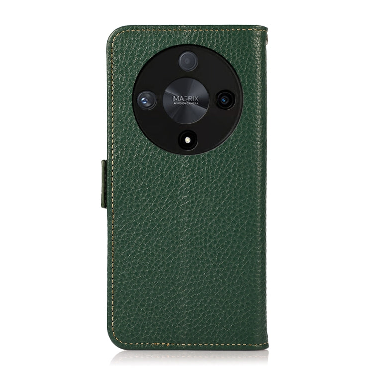 For Honor X9B KHAZNEH Side-Magnetic Litchi Genuine Leather RFID Phone Case(Green) - Honor Cases by PMC TechLife | Online Shopping South Africa | PMC TechLife | Buy Now Pay Later Mobicred