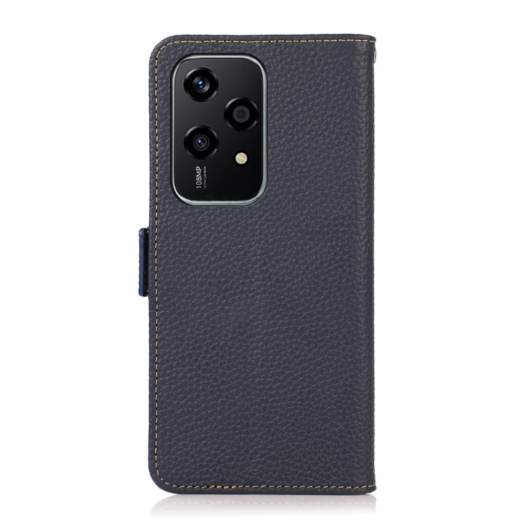 For Honor 200 Lite Global KHAZNEH Side-Magnetic Litchi Genuine Leather RFID Phone Case(Blue) - Honor Cases by PMC TechLife | Online Shopping South Africa | PMC TechLife | Buy Now Pay Later Mobicred