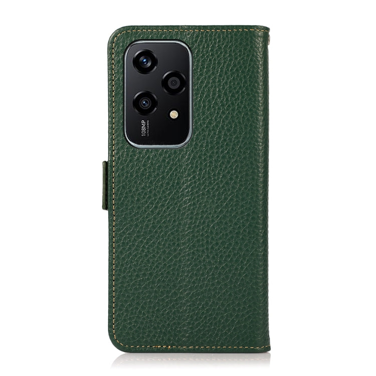 For Honor 200 Lite Global KHAZNEH Side-Magnetic Litchi Genuine Leather RFID Phone Case(Green) - Honor Cases by PMC TechLife | Online Shopping South Africa | PMC TechLife | Buy Now Pay Later Mobicred