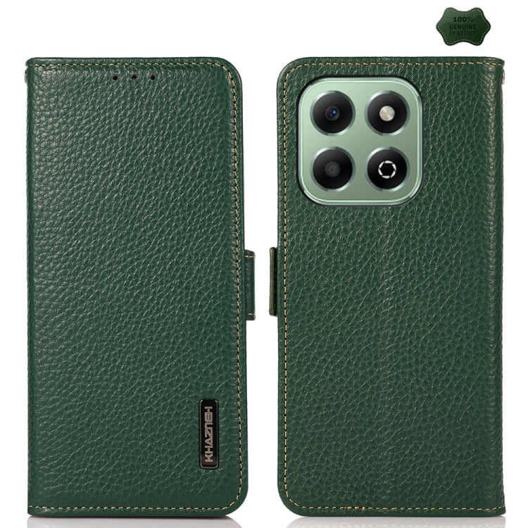 For Honor X6b KHAZNEH Side-Magnetic Litchi Genuine Leather RFID Phone Case(Green) - free shipping - PMC TechLife - Order now!