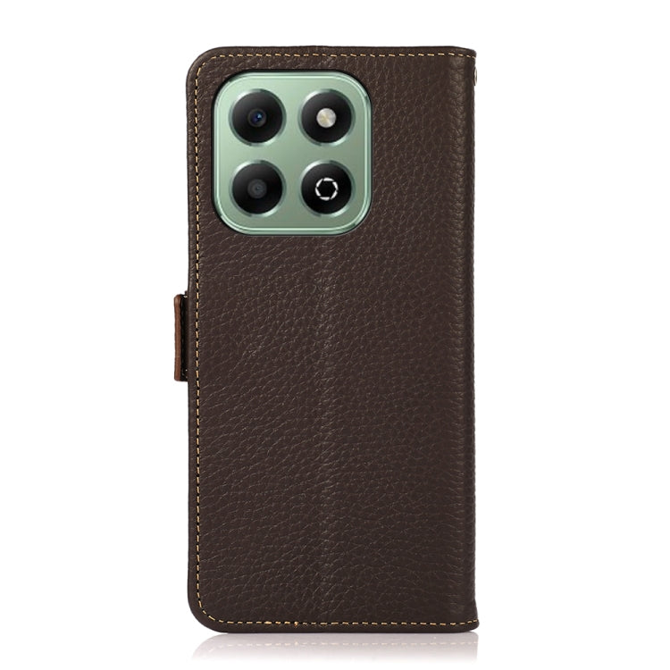 For Honor X6b KHAZNEH Side-Magnetic Litchi Genuine Leather RFID Phone Case(Brown) - Honor Cases by PMC TechLife | Online Shopping South Africa | PMC TechLife | Buy Now Pay Later Mobicred