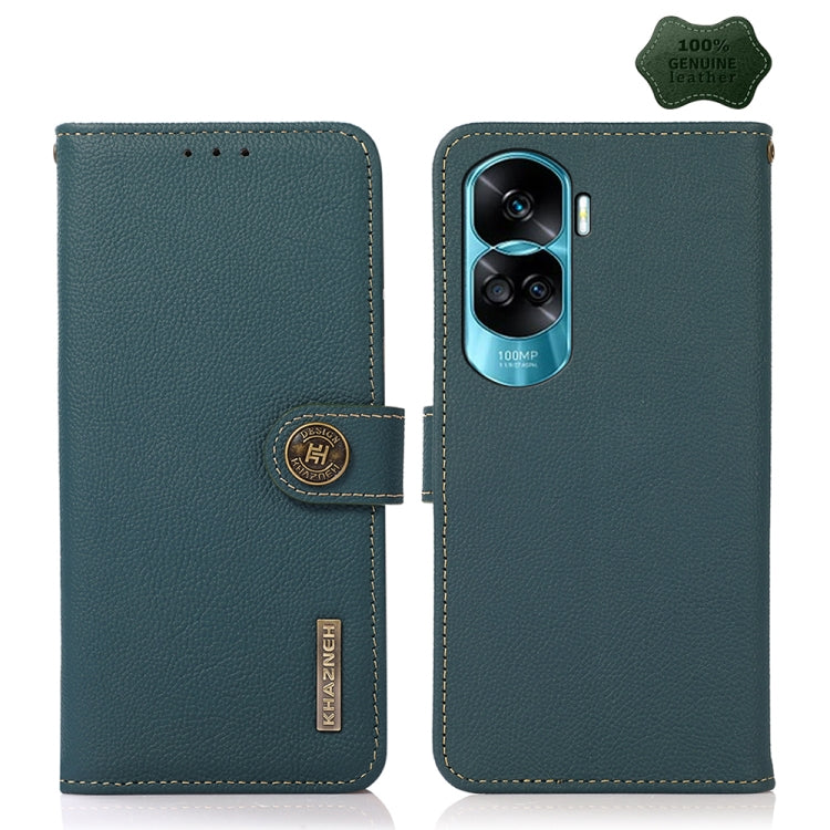 For Honor X50i 5G/90 Lite KHAZNEH Custer Genuine Leather RFID Phone Case(Green) - Honor Cases by PMC TechLife | Online Shopping South Africa | PMC TechLife | Buy Now Pay Later Mobicred