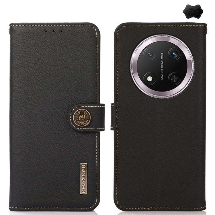 For Honor X9c KHAZNEH Custer Genuine Leather RFID Phone Case(Black) - Honor Cases by PMC TechLife | Online Shopping South Africa | PMC TechLife | Buy Now Pay Later Mobicred
