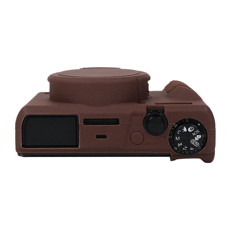 For Canon PowerShot G7 X Mark III / G7X3 Soft Silicone Protective Case with Lens Cover(Coffee) - Protective Case by PMC Jewellery | Online Shopping South Africa | PMC Jewellery