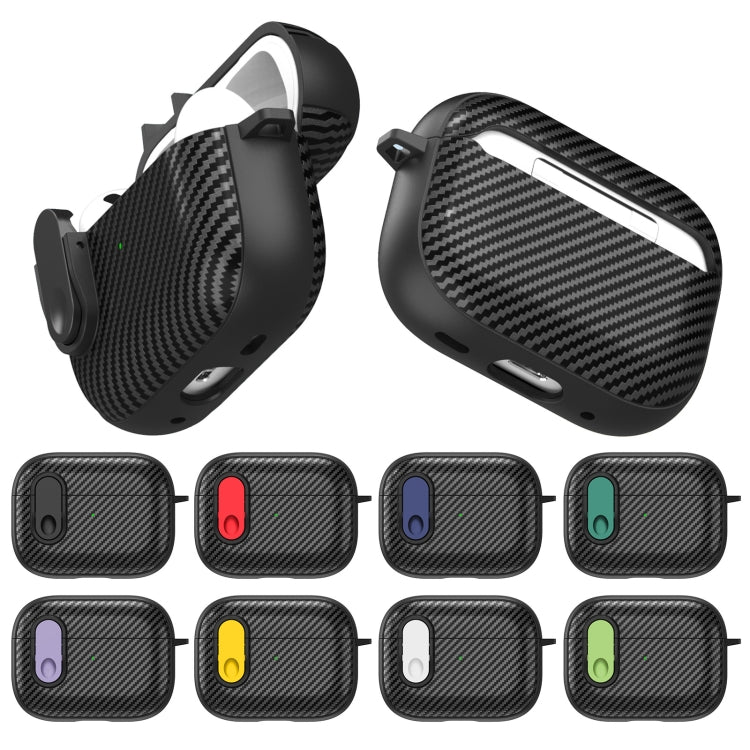 For AirPods 2 / 1 Carbon Fiber Texture Wireless Earphones Case with Security Lock(Blue) - For AirPods 1/2 by PMC Jewellery | Online Shopping South Africa | PMC Jewellery | Buy Now Pay Later Mobicred