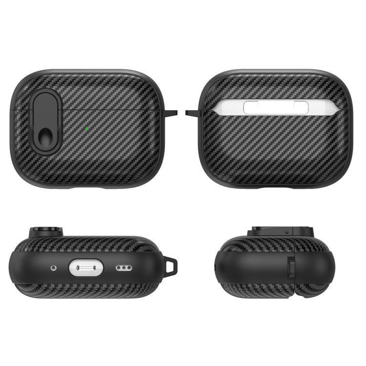 For AirPods 2 / 1 Carbon Fiber Texture Wireless Earphones Case with Security Lock(Blue) - For AirPods 1/2 by PMC Jewellery | Online Shopping South Africa | PMC Jewellery | Buy Now Pay Later Mobicred