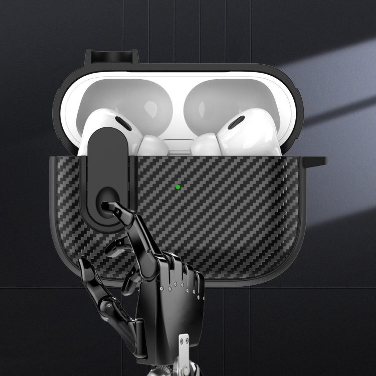 For AirPods 2 / 1 Carbon Fiber Texture Wireless Earphones Case with Security Lock(Blue) - For AirPods 1/2 by PMC Jewellery | Online Shopping South Africa | PMC Jewellery | Buy Now Pay Later Mobicred