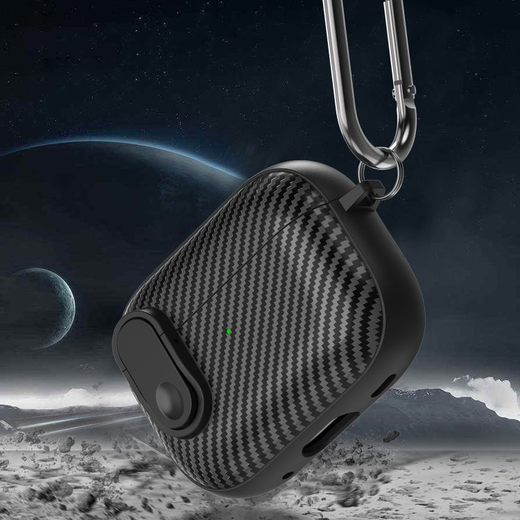 For AirPods 2 / 1 Carbon Fiber Texture Wireless Earphones Case with Security Lock(Blue) - For AirPods 1/2 by PMC Jewellery | Online Shopping South Africa | PMC Jewellery | Buy Now Pay Later Mobicred