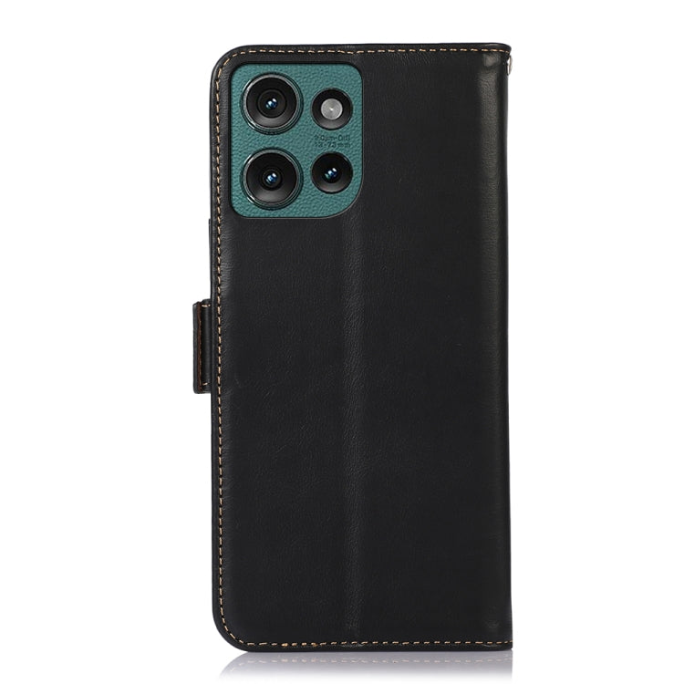 For Motorola Edge 50 Neo Magnetic Crazy Horse Texture Genuine Leather Phone Case(Black) - Motorola Cases by PMC TechLife | Online Shopping South Africa | PMC TechLife | Buy Now Pay Later Mobicred