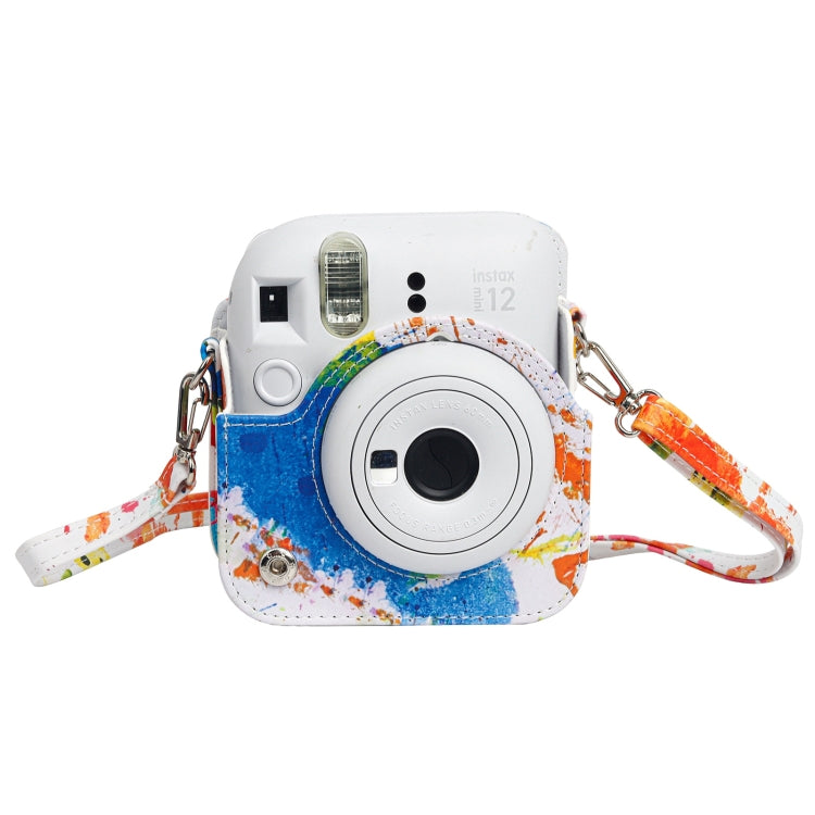 For FUJIFILM instax mini 12 Painted Full Body Leather Case Camera Bag with Strap(Watercolor Palm) - Leather Bag by PMC TechLife | Online Shopping South Africa | PMC TechLife | Buy Now Pay Later Mobicred