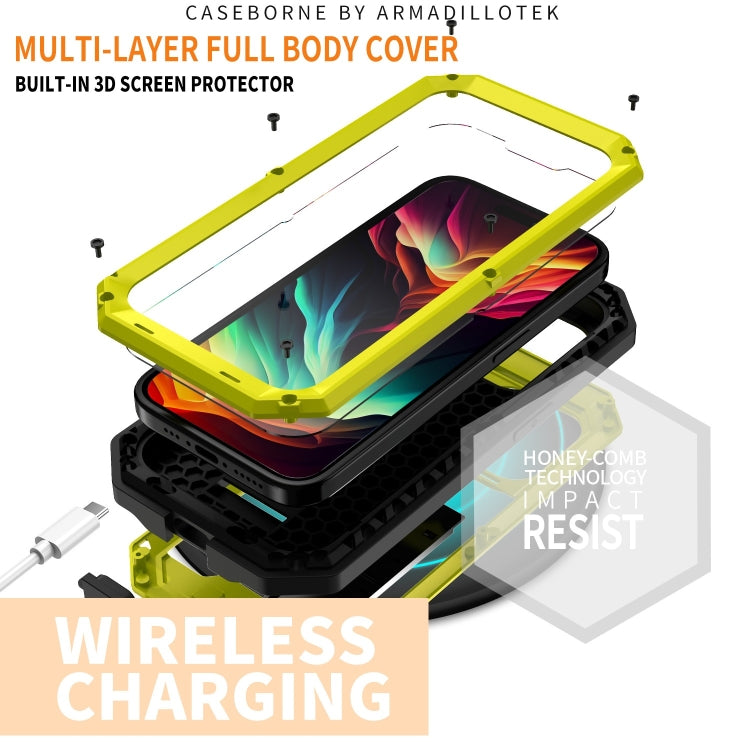 For iPhone 15 Pro Max R-JUST Sliding Camera Life Waterproof Holder Phone Case(Yellow) - iPhone 15 Pro Max Cases by R-JUST | Online Shopping South Africa | PMC Jewellery
