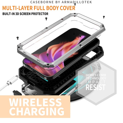 For iPhone 15 R-JUST Sliding Camera Life Waterproof Holder Phone Case(Silver) - iPhone 15 Cases by R-JUST | Online Shopping South Africa | PMC Jewellery