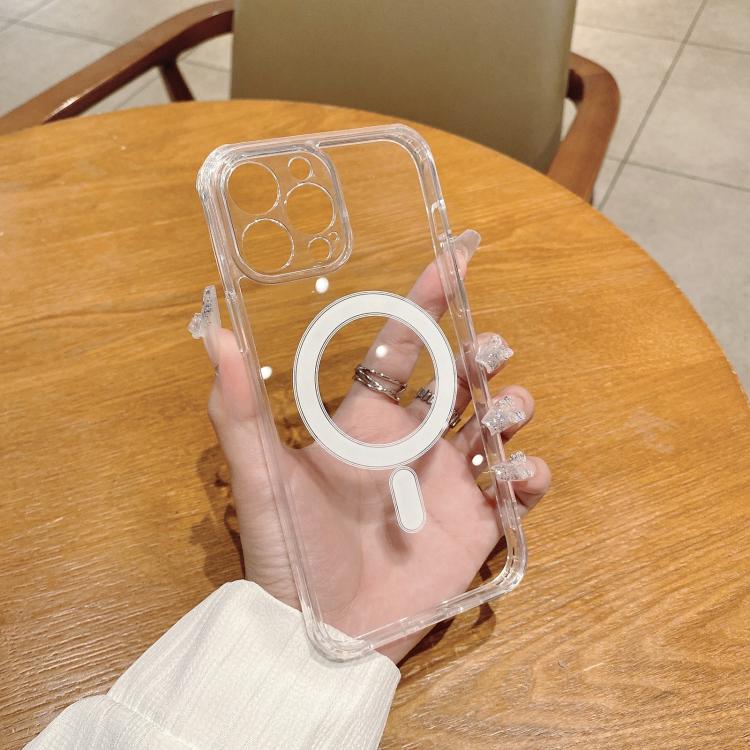 For iPhone 16e Fine Hole MagSafe Magnetic Clear Acrylic TPU Case(Transparent) - iPhone 16e Cases by PMC TechLife | Online Shopping South Africa | PMC TechLife | Buy Now Pay Later Mobicred