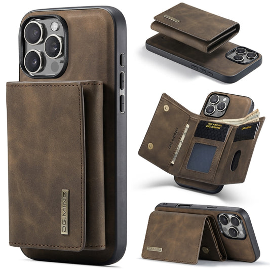 For iPhone 16 Pro Max DG.MING M1 Series 3-Fold Multi Card Wallet Leather Phone Case(Coffee) - iPhone 16 Pro Max Cases by DG.MING | Online Shopping South Africa | PMC Jewellery | Buy Now Pay Later Mobicred