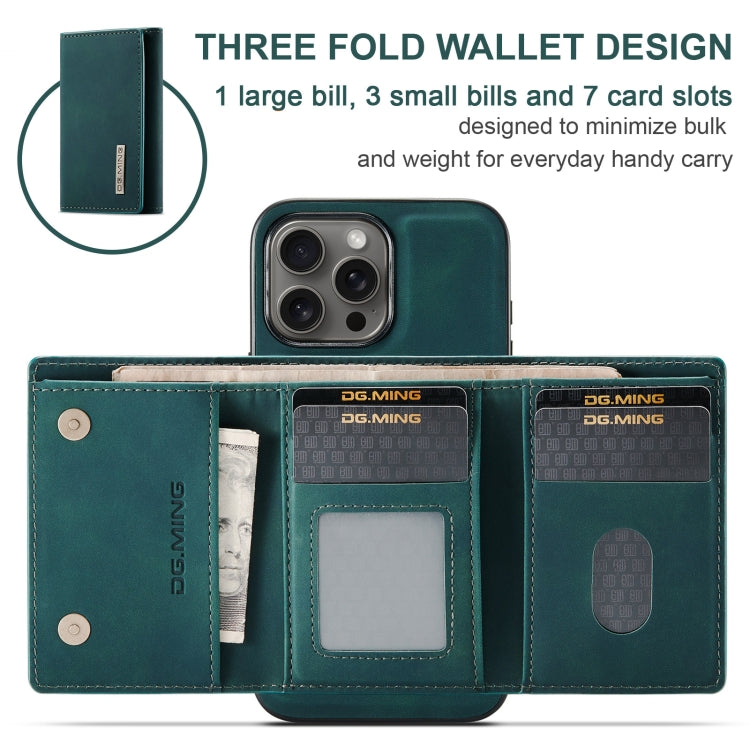 For iPhone 16 Pro DG.MING M1 Series 3-Fold Multi Card Wallet Leather Phone Case(Green) - iPhone 16 Pro Cases by DG.MING | Online Shopping South Africa | PMC Jewellery | Buy Now Pay Later Mobicred