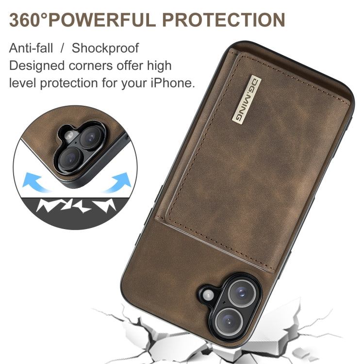 For iPhone 16 Plus DG.MING M1 Series 3-Fold Multi Card Wallet Leather Phone Case(Coffee) - iPhone 16 Plus Cases by DG.MING | Online Shopping South Africa | PMC Jewellery | Buy Now Pay Later Mobicred