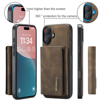 For iPhone 16 DG.MING M1 Series 3-Fold Multi Card Wallet Leather Phone Case(Coffee) - iPhone 16 Cases by DG.MING | Online Shopping South Africa | PMC Jewellery | Buy Now Pay Later Mobicred