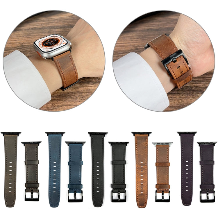 For Apple Watch Ultra 49mm Retro Texture Leather Watch Band(Coffee Color) - Watch Bands by PMC TechLife | Online Shopping South Africa | PMC TechLife | Buy Now Pay Later Mobicred