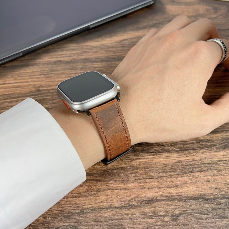 For Apple Watch Ultra 2 49mm Retro Texture Leather Watch Band(Coffee Color) - Watch Bands by PMC TechLife | Online Shopping South Africa | PMC TechLife | Buy Now Pay Later Mobicred