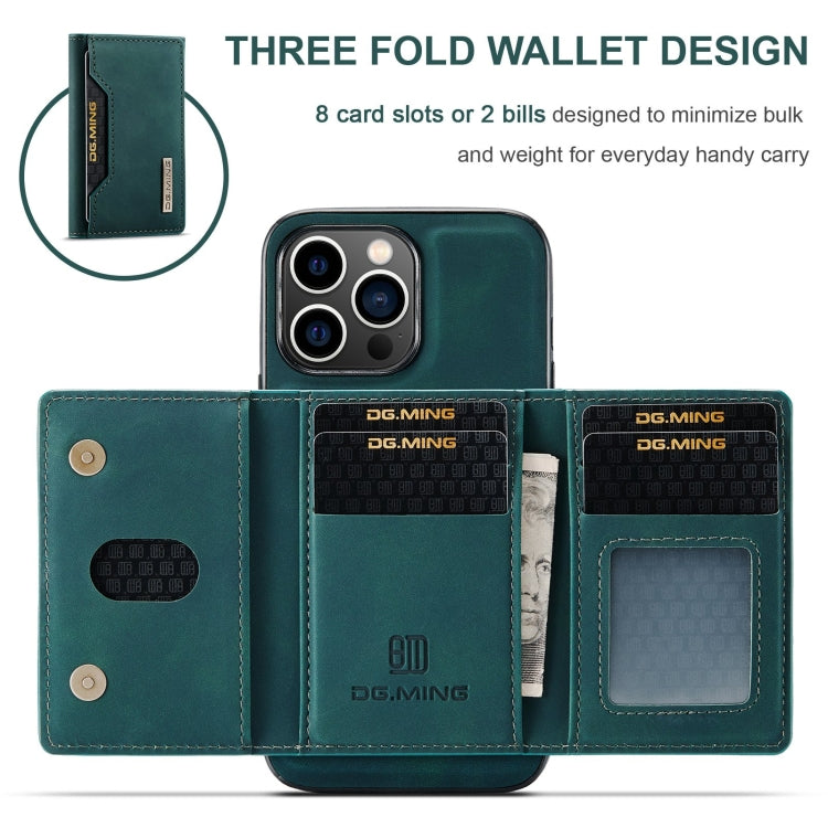 For iPhone 15 Pro DG.MING M2 Series 3-Fold Card Bag Wallet Leather Phone Case(Green) - free shipping - PMC Jewellery - Order now!