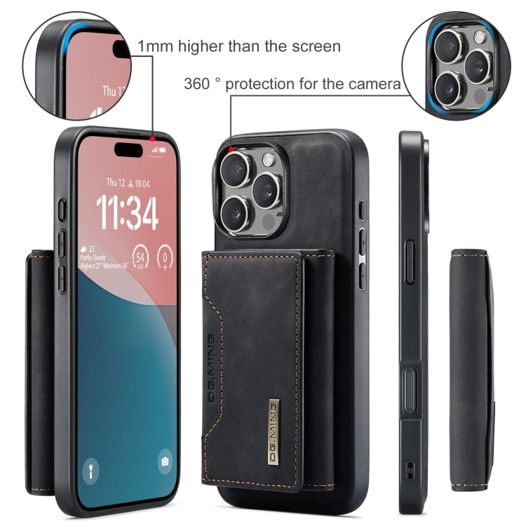 For iPhone 16 Pro Max DG.MING M2 Series 3-Fold Card Bag Wallet Leather Phone Case(Black) - free shipping - PMC Jewellery - Order now!