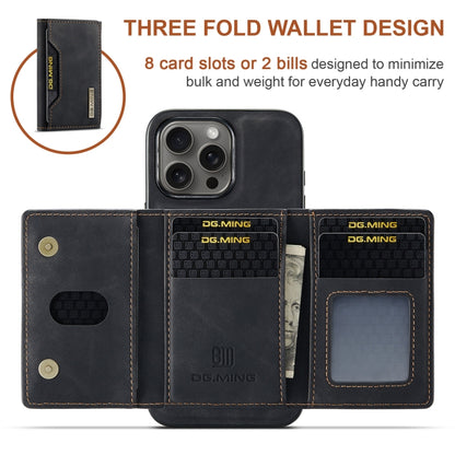 For iPhone 16 Pro DG.MING M2 Series 3-Fold Card Bag Wallet Leather Phone Case(Black) - iPhone 16 Pro Cases by DG.MING | Online Shopping South Africa | PMC Jewellery | Buy Now Pay Later Mobicred