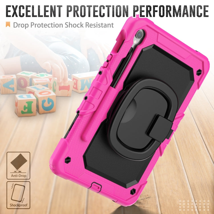 For Samsung Galaxy Tab S9 D Type Silicone Hybrid PC Tablet Case with Handle Holder(Rose Red) - free shipping - PMC Jewellery - Order now!