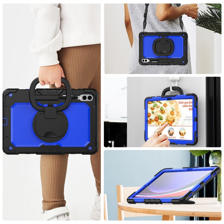 For Samsung Galaxy Tab S9+ / S10+ D Type Silicone Hybrid PC Tablet Case with Handle Holder(Blue PC) - Galaxy Tab S9+ Cases by PMC Jewellery | Online Shopping South Africa | PMC Jewellery | Buy Now Pay Later Mobicred