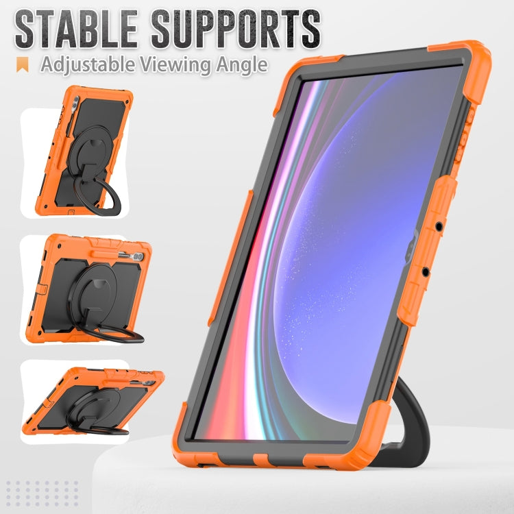 For Samsung Galaxy Tab S10 Ultra D Type Silicone Hybrid PC Tablet Case with Handle Holder(Orange) - Galaxy Tab S9 Ultra Cases by PMC Jewellery | Online Shopping South Africa | PMC Jewellery | Buy Now Pay Later Mobicred