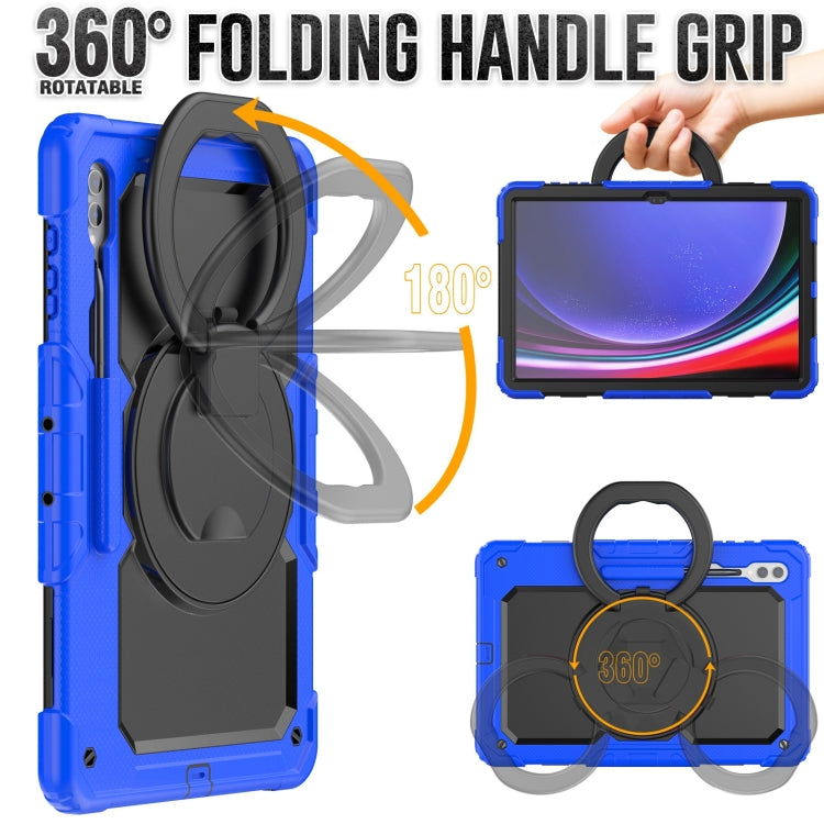 For Samsung Galaxy Tab S10 Ultra D Type Silicone Hybrid PC Tablet Case with Handle Holder(Blue) - Galaxy Tab S9 Ultra Cases by PMC Jewellery | Online Shopping South Africa | PMC Jewellery | Buy Now Pay Later Mobicred