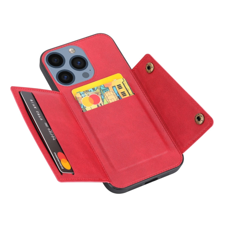 For iPhone 16 Pro Max Double Buckle Card Slots PU + TPU Phone Case(Red) - iPhone 16 Pro Max Cases by PMC TechLife | Online Shopping South Africa | PMC TechLife | Buy Now Pay Later Mobicred