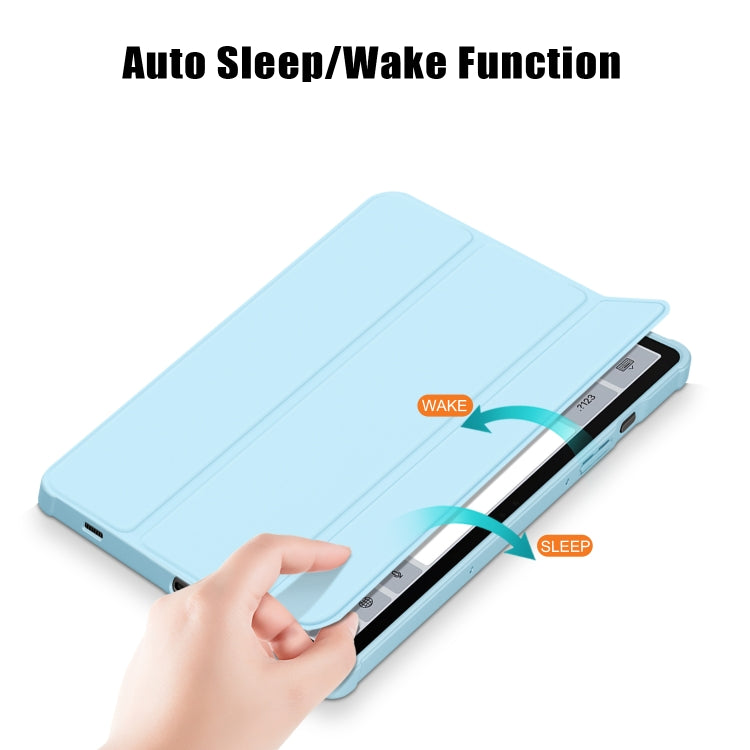 For Samsung Galaxy Tab S9 Acrylic 3-folding Smart Leather Tablet Case(Sky Blue) - free shipping - PMC Jewellery - Order now!