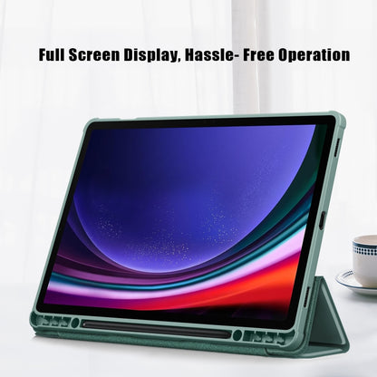 For Samsung Galaxy Tab S9+ Acrylic 3-folding Smart Leather Tablet Case(Deep Green) - Galaxy Tab S9+ Cases by PMC Jewellery | Online Shopping South Africa | PMC Jewellery | Buy Now Pay Later Mobicred