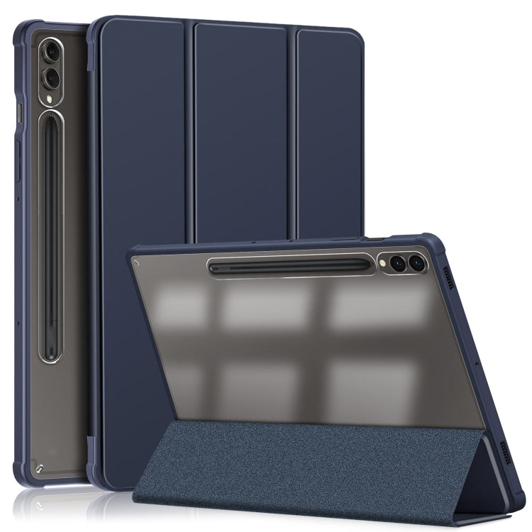For Samsung Galaxy Tab S9+ Acrylic 3-folding Smart Leather Tablet Case(Dark Blue) - free shipping - PMC Jewellery - Order now!